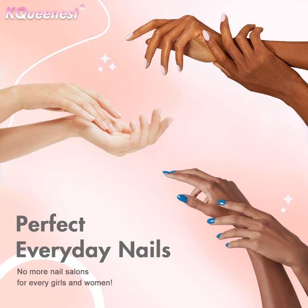 Light Purple Press on Nails Medium Stiletto Almond,KQueenest Pure Color Acrylic Nails Kit Reusable Fake Nails with Feature Protective UV Coating for Women Nail Art Manicure in 24PCS