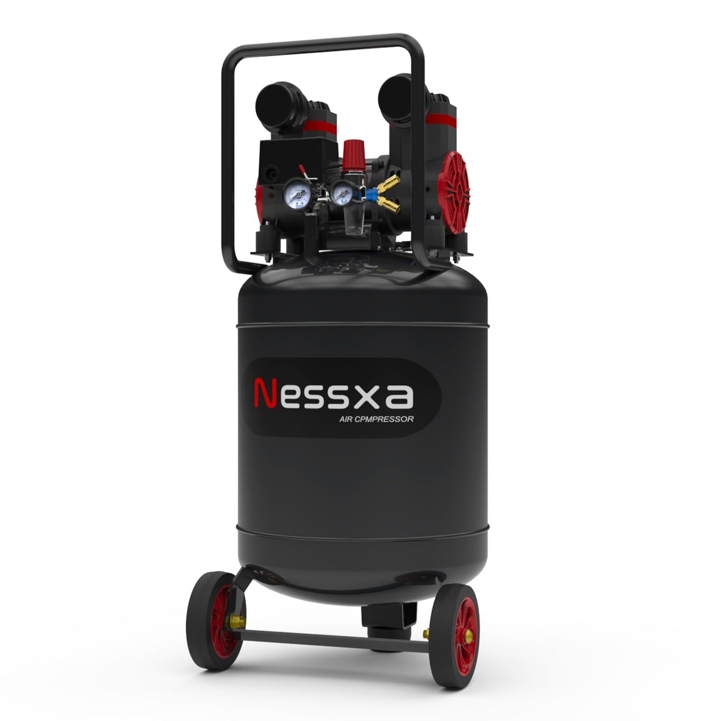 Nessxa 14 Gallon Ultra Quiet Air Compressor with 2 Quick Couplers 2HP 8.75 CFM, Max 115 PSI Pressure Oil-Free Air Compressor Tank, 70dB Quiet Compressor for Auto Repair, Tire Inflation 110V/60hz