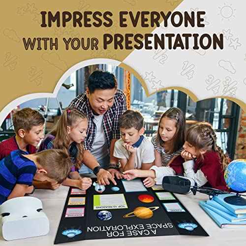 White Trifold Presentation Board 36" x 48" (Pack of 2) Self-Adhesive Science Subtitles Included - Display Exhibition Board Lightweight and Portable with Smooth Surface - By Emraw