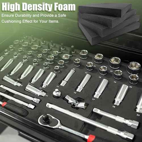 4 Pack Gun Case Foams-16 x 12 x 2 Inch Pick and Pluck Shadow Packing Foam Sheets for Craft, Black Polyurethane Toolbox Carry Case Foam Inserts, Closed Cell Foam for Gun Cases Padding Storage Organizer