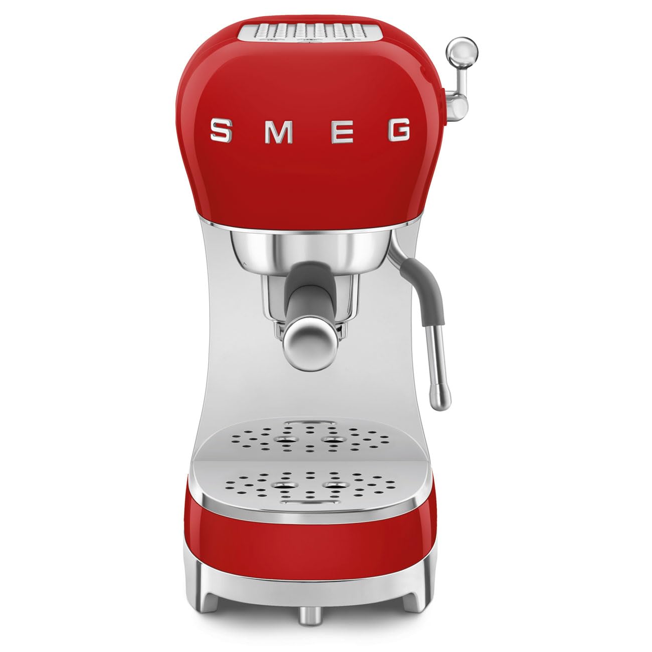 Smeg Manual Espresso Machine with Steam Wand, 15 Bars of Pressure, Stainless Steel Porta Filter, Passive Cup Warmer, User Friendly Controls, and Measuring Scoop Tamper Made in Italy (Red)