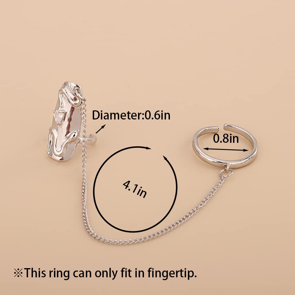 Xerling 4Pcs Punk Silver Crystal Fingertip Ring Set for Women Gothic Finger Nail Tip Rings Nail Cap Protective Cover Rings for Halloween Costume