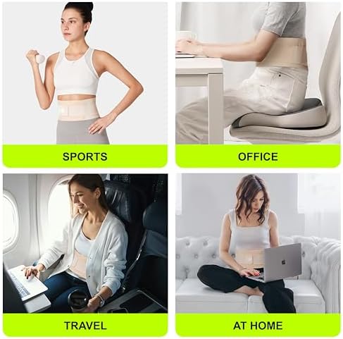 Ultra Thin Back Brace for Lower Back, Breathable Lightweight Back Brace for Women & Men, Adjustable Back Support Brace for Lower Back Pain Relief, Sciatica, Scoliosis, Herniated Disc (Beige, Large)