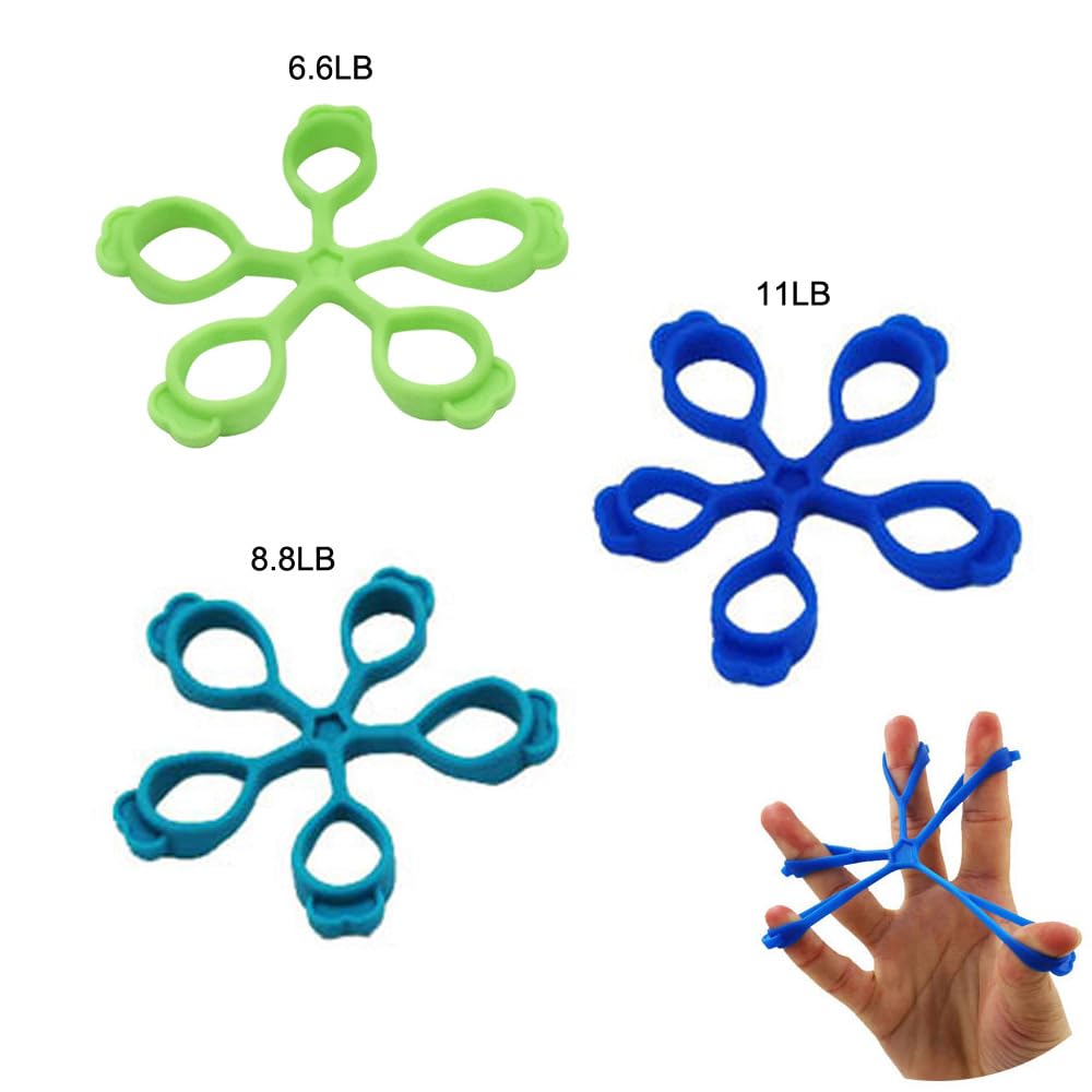 DeaHea 3 Pack Finger Stretcher Finger Exerciser Hand Strengthener Grip Strength Trainer Hand Resistance Bands Finger Extension Elastic Rings Hand Strengthening Extensor 7LB 9LB 11LB Set