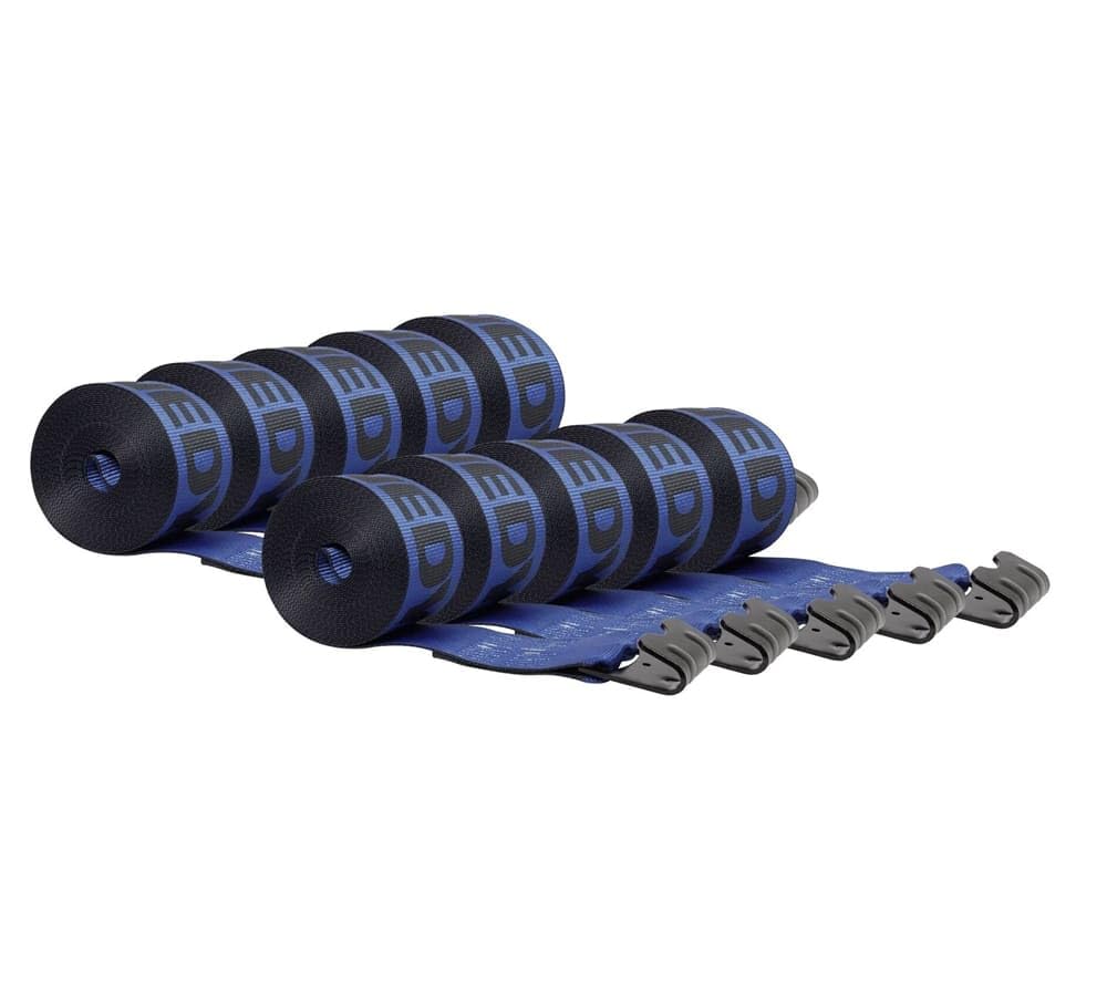 Mytee Products Kinedyne Winch Straps 4" x 30"" Blue Heavy Duty Tie Down w/Flat Hooks WLL# 5400 lbs | 4 Inch Cargo Control for Flatbed Truck Utility Trailer (10 Pack)"