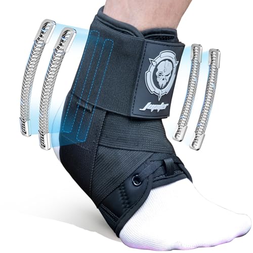 Jupiter Ankle Brace for Sprained Ankles for Women & Men, Made of Neoprene with Dual Springs, for Injury Recover, Running, Basketball and Cycling(Black S 6.5ââ-11ââ)