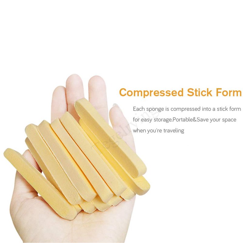 Tegelrying Facial Sponge Compressed,60 Pcs PVA Professional Makeup Removal Wash Round Face Sponges Spa Pads Exfoliating Cleansing for Women,Yellow