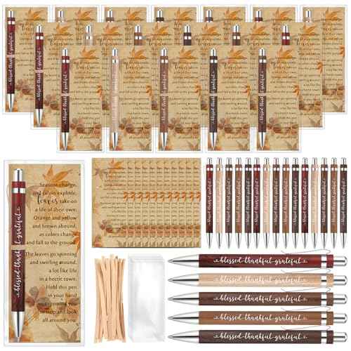 Epakh 75 Sets Thanksgiving Gifts Bulk, Fall Pens with Greeting Cards, Fall Party Favors for Adults, Friendsgiving Party Favors, Thanksgiving Gifts for Coworker, Teacher, Employee, Office Supplies