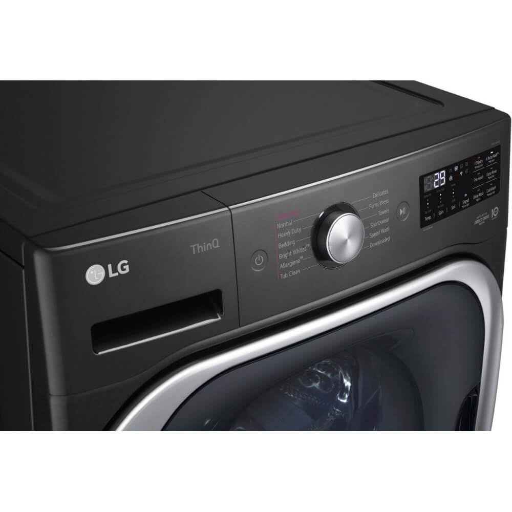 LG 5.2 cu. Ft Stackable Smart Front Load Washer in Black Steel with Steam & Turbowash Technology