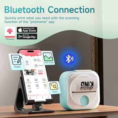 Phomemo Sticker Printer, Q02 Print Pods Mini Printer Thermal Bluetooth Sticker Maker with 3 Rolls Paper, for DIY Creation, Study Notes, Memo, List, Work Plan,Journaling, Gifts