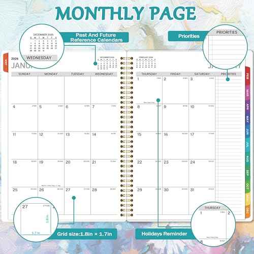 2026 Appointment Book - 2026 Daily Hourly Planner, Weekly Appointment Book, Jan 2026 - Dec 2026, 8.5" x 11", Monthly Tabs, 30-Minute Interval, Holidays, Back Pocket