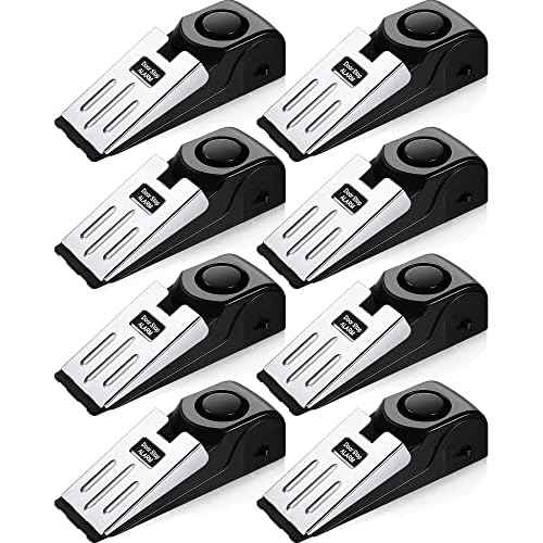 8 Pieces Door Stop Alarm Door Stopper with 120DB Security Alarm Door Stopper Wedge Door Stops Alarm for Travel Apartment Home House Door Stoppers Safety Tools