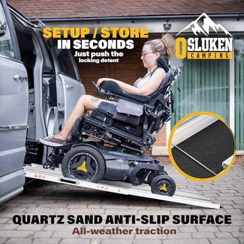 8FT Portable Wheelchair Ramp, 96"L x 7.2"W Aluminum Ramps for Wheelchairs for Home, 1200LBS Capacity Telescopic Non-Skid Threshold Handicap Wheel Chair Ramp for Doorways, Stairs, Steps, 2 Pack
