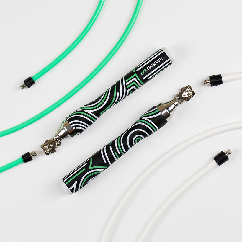 Crossrope Get Lean Set - Weighted Jump Rope- 1/4 LB and 1/2 LB Ropes - Slim Handles - Large