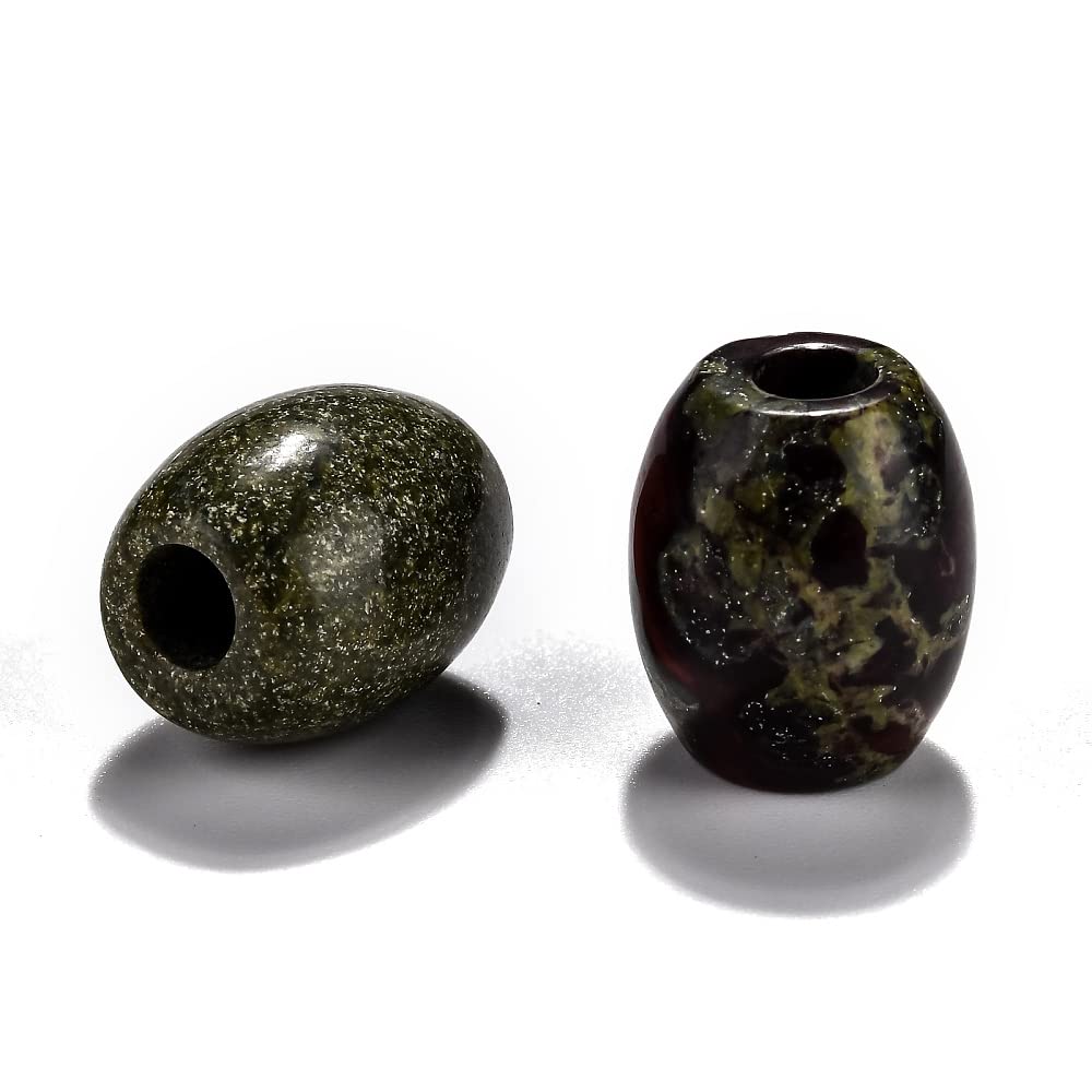 Fashewelry 20Pcs Natural Dragon Blood Jasper Stone Hair Bead Large Hole Barrel Gemstone Beads European Beads Healing Chakra Stone Loose Beads for Snake Chain Leather Bracelet Necklace Jewelry Making