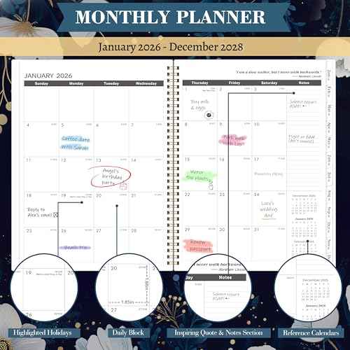 2026-2028 Monthly Planner/Calendar - January 2026 - December 2028, 9¡± ¡¿ 11¡±, 3 Year Monthly Planner 2026-2028, 36-Month Calendar with Tabs,Inner Pocket, Twin-wire Binding, Enterprise