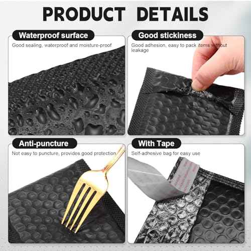 302 Pcs Trading Card Shipping Protector Set Include 200 Precut Plastic Inserts Card Mailers 100 Poly Bubble Mailers Padded Envelopes and 2 Masking Tape (Black,5.5 x 6.3 Inch)