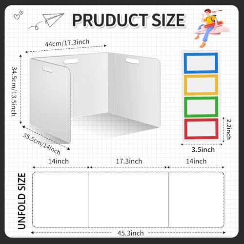 30 Pcs Desk Dividers for Students 14 ¡¿ 17.5 ¡¿ 14 Inch Plastic Durable and Waterproof Privacy Folders Shields Test Dividers with Classroom Privacy Boards for School Study Teacher Supplies (White)