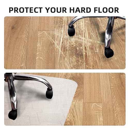 Chair Mat for Hardwood Floor, 63x51 inches Floor Mat Protector for Office Chair, Desk, Home, Frosted Pattern Rectangle Floors Protector