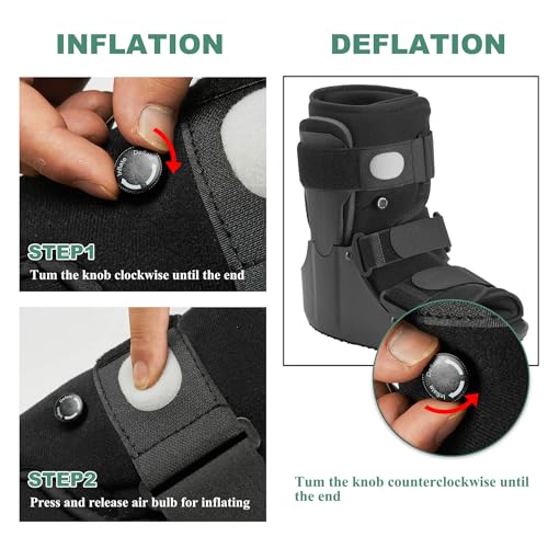 Short Walking Boot, Air CAM Fracture Boot Protection Walker with Plastic Molded Uprights Support for Sprained Ankle Injured Broken Foot Recovery Fits Left or Right Foot Medium