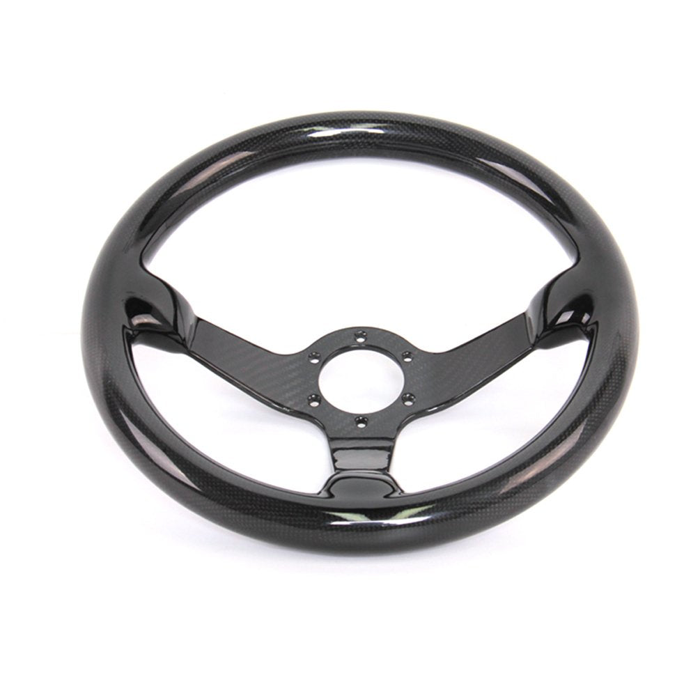 HIWOWSPORT Carbon Fiber Racing Quick Release Steering Wheel 14'' inch 350mm Diameter 6 Bolts