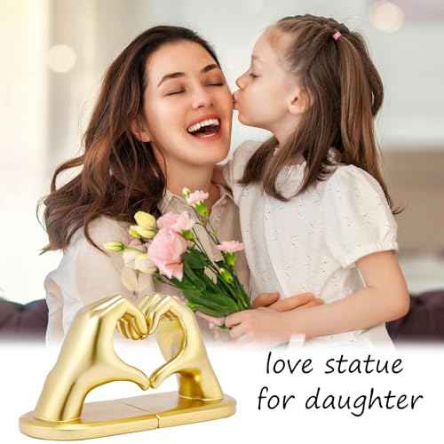 Book Ends Heart Design for Mom, Gold Bookends for Shelves, Non-Skid Bookend, Heavy Duty Resin Book Stopper for Books, Decorative Holder, Gifts for Mother's Day 10.43 x 3.93 x 5.51¡¯¡¯, Gold