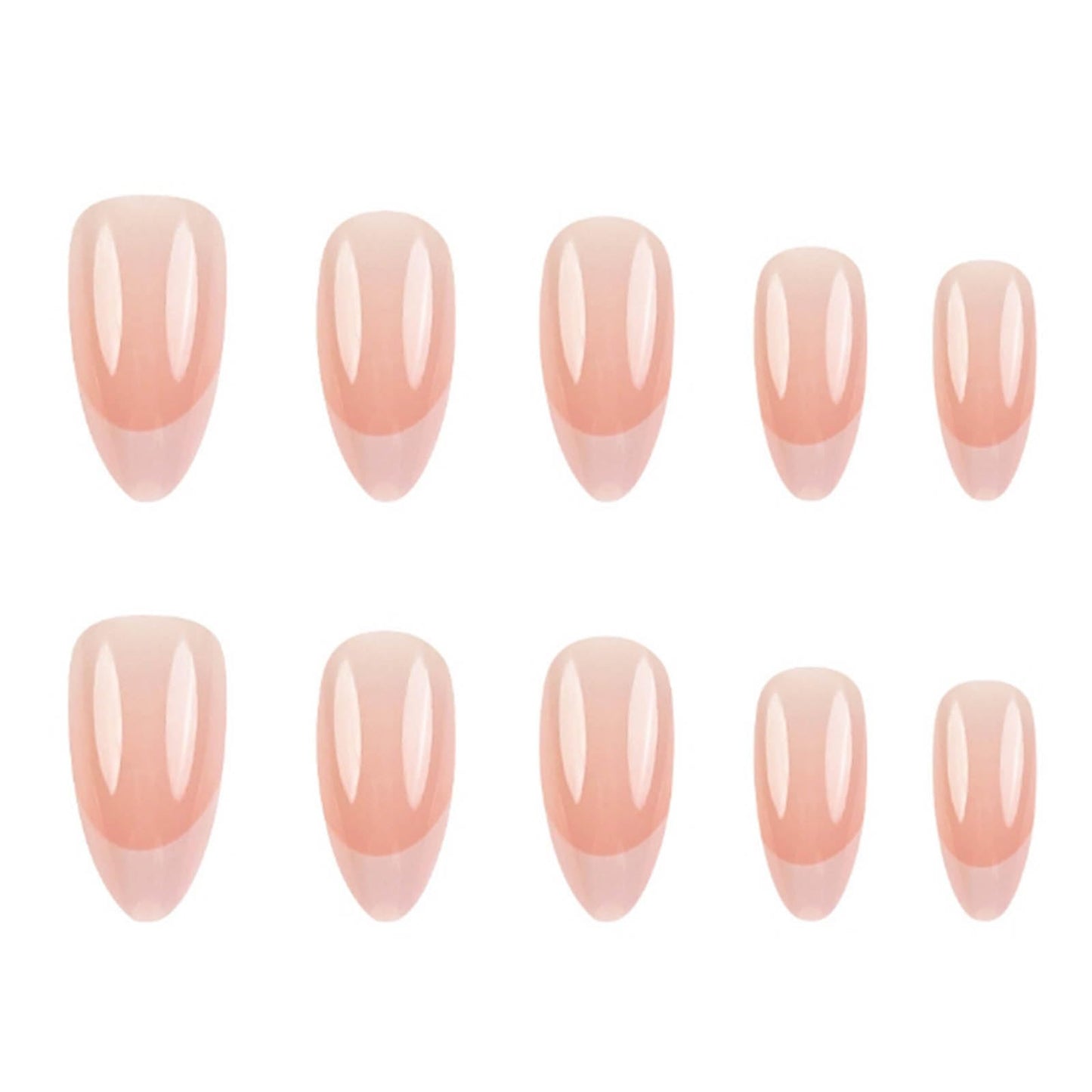 DANMANR Short Press on Nails Almond French Fake Nails Full Cover Nude Acrylic False Nails for Women and Girls24PCS (Pink White Tips)