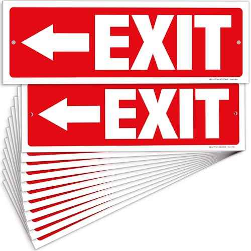 iSYFIX Exit Signs - 12 Pack 12x4 Inch Directional Left Arrow Signs, 40 mil Polystyrene Plastic, UV Laminated, Scratch & Fade Resistant, Waterproof - Ideal for Office, Theater, School, Business