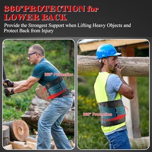 Back Brace for Men Women with 7 Bionic Metal Stays, Strong Lumbar Support Brace for Lower Back Pain Relief, Herniated Disc, Sciatica, Work Back Support Belt for Heavy Lifting Large (39"-45")