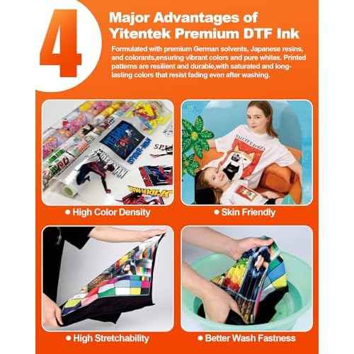 No Sediment DTF Ink 1000ML, DTF Transfer Ink for PET Film, Pigment Ink Refill for P600 P800 DX5 XP600 4720 i3200 i1600 5113. High Fluidity, Whiteness & Coverage (250ml x 4, CMYK)