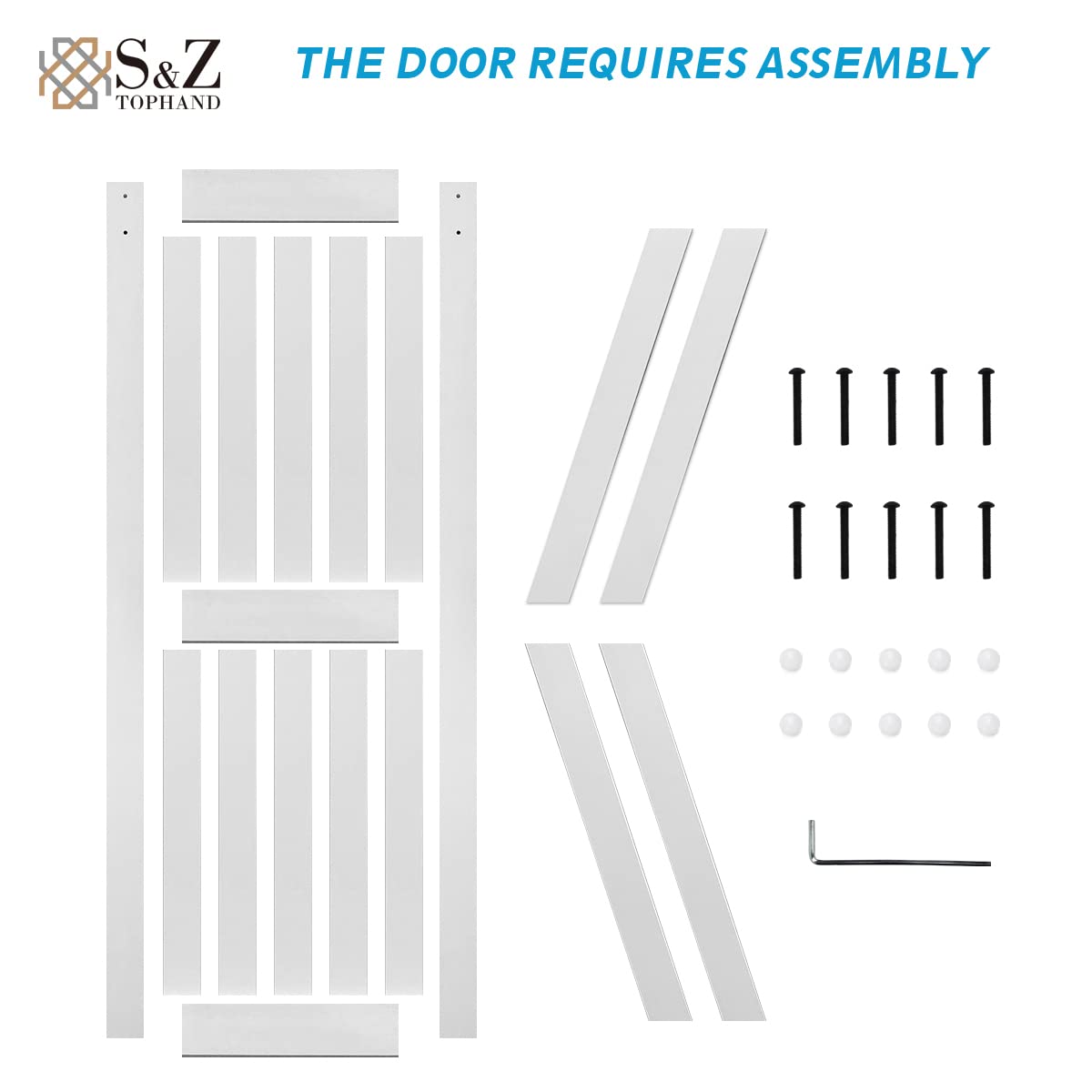 S&Z TOPHAND® 36in x 84in MDF Barn Door with 6.6FT Sliding Hardware Kit, Solid Barn Door Slab Covered with Water-Proof PVC Surface