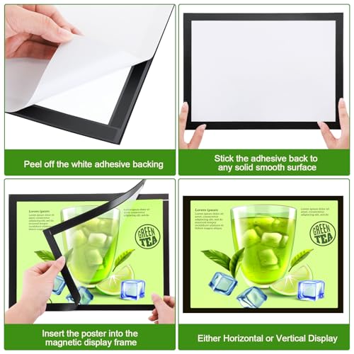 32 Pieces 8 x 11.5 Inch Magnetic Sign Holder Magnetic Display Frame Self Adhesive Display Frame Magnetic Double Sided Picture Frames A4 Notice Window Sign Holder for Refrigerator Office Door Glass