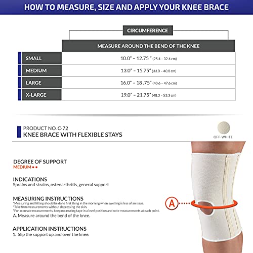 CHAMPION Knee Brace Flexible Stays Knit Elastic, White, Medium (Pack of 2)