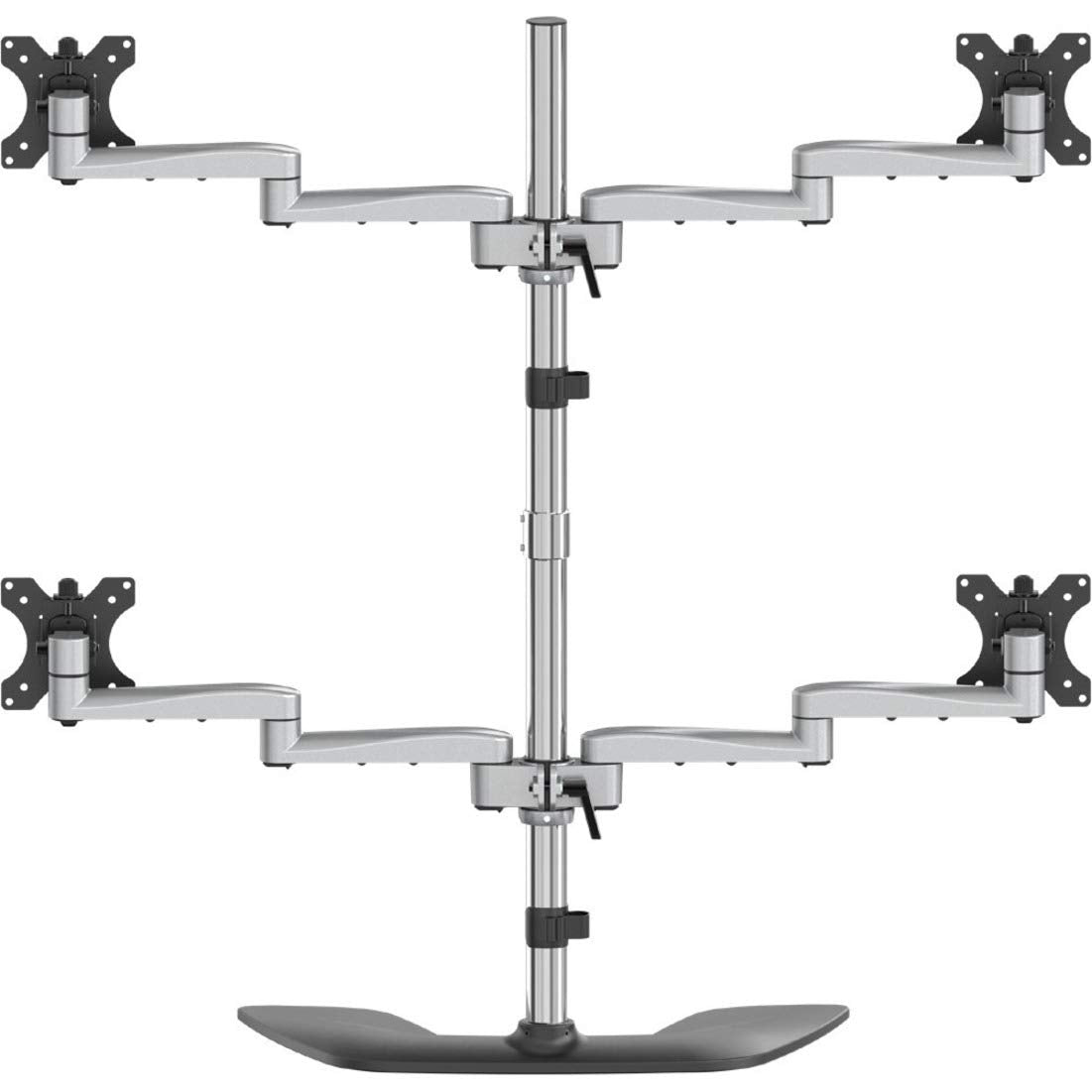 StarTech.com Desktop Quad Monitor Stand - Ergonomic VESA 4 Monitor Arm (2x2) up to 32" (17.6lb/8kg) - Free Standing Articulating Universal Pole Mount - Height Adjustable/Tilt/Swivel/Rotate (ARMQUADSS)