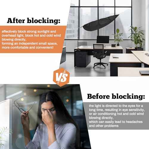 Adjustable Office Cubicle and Desk Shade£¬Cubicle Shade£¬Block Overhead Light, Glare, and Airflow£¬Uv-Resistant Fabric£¬Working Office Cubicle Accessories for Light Sensititve Workers