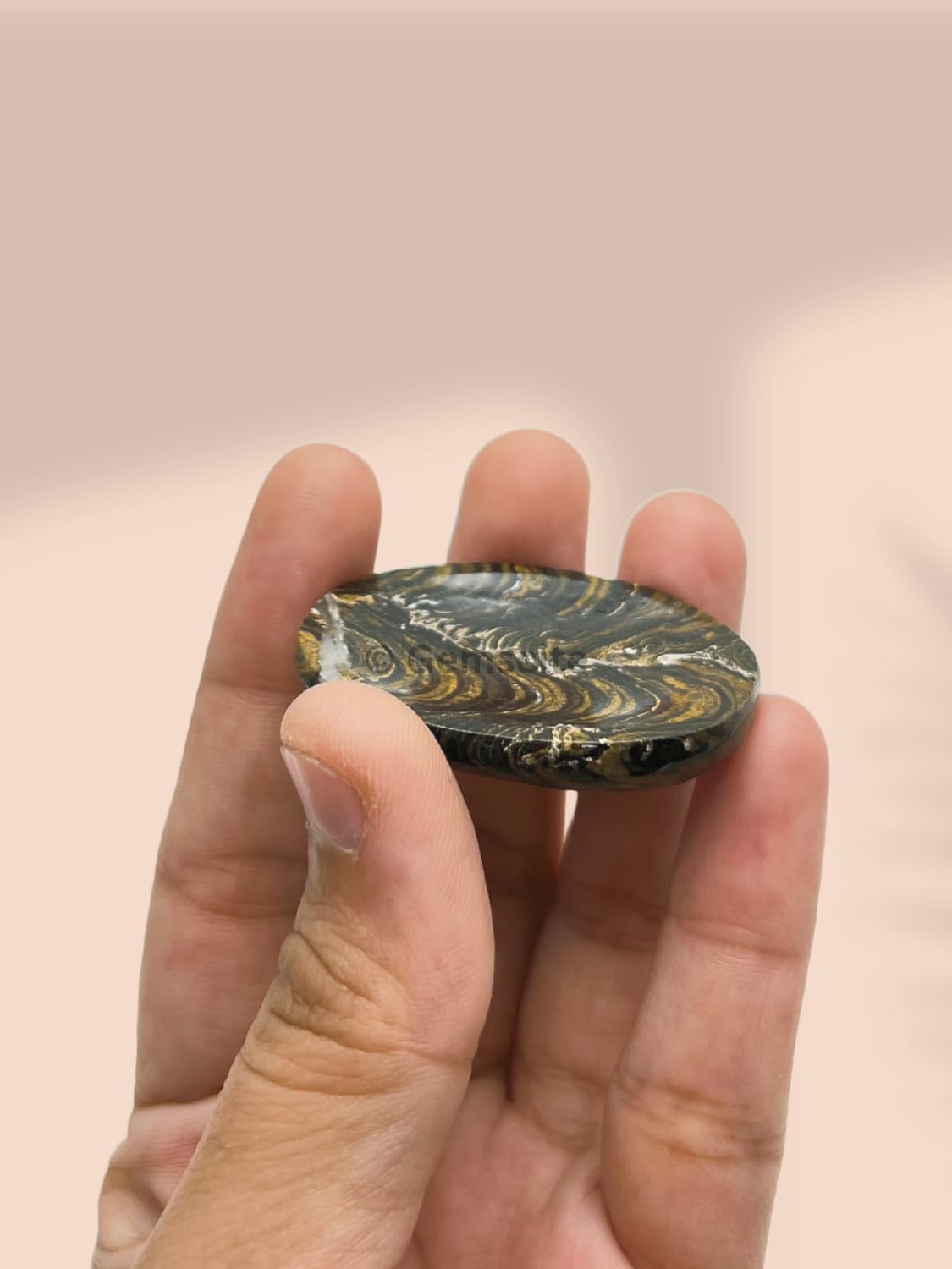 GEMSCITE Stromatolite Thumb Worry Stones Metaphysical Gemstone Crystal Healing Reiki Men Women Gift FENG Shui Positive Energy Love Wellness Palm Stones Wicca Powerful