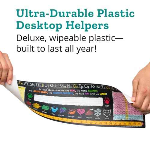 Really Good Stuff Zaner-Bloser 100-Grid with Number Line Self-Adhesive Deluxe Plastic Desktop Helpers - Set of 24, Student Desk Name Tags, Durable, Easy-to-Use, and Functional