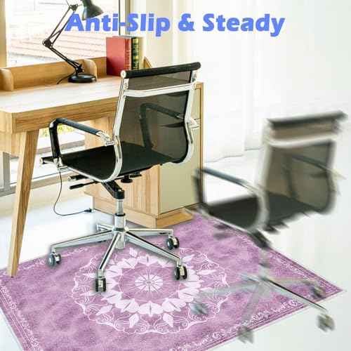 Office Chair Mat for Hard Floors, Desk Chair Rug Protector for Rolling Chair, Anti-Slip Computer Gaming Chair Mat, Carpet Mats for Home Office(Purple,4¡¿5ft/48¡¿60in)