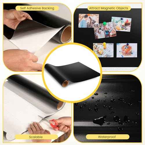 Magnetic Chalkboard Contact Paper for Wall, 48" X 36" Adhesive Blackboard Sticker, Chalk Board Magnet Wall for Kids Playroom Classrooms, Includes Dust-Free Chalks & Wipe Cloth & Magnet
