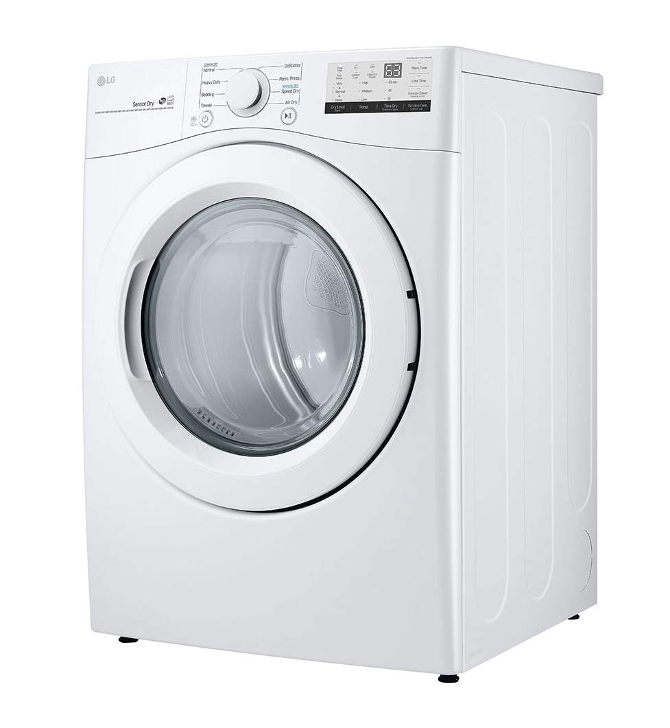 LG 7.4 Cu. Ft. Vented Stackable Electric Dryer in White with Sensor Dry