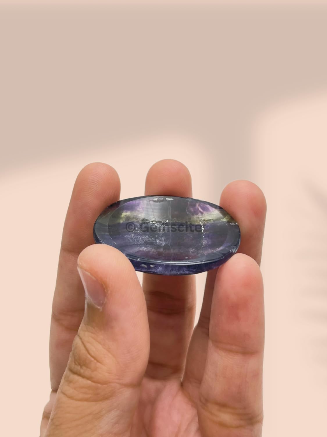 GEMSCITE Fluorite Thumb Worry Stones Metaphysical Gemstone Crystal Healing Reiki Men Women Gift FENG Shui Positive Energy Love Wellness Palm Stones Wicca Powerful