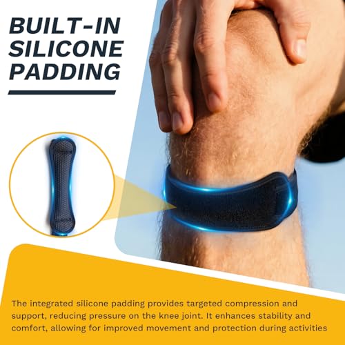 Patellar Tendon Support Strap, Adjustable Knee Support Strap Patella Band for Tendonitis, Sports, Workouts & Daily Knee Pain Relief for Men Women, Standard Fit (Fits Most) M/L, 2 Pack
