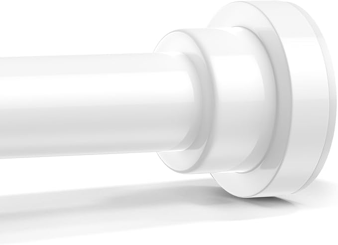 Shower Curtain Rod 31-76 Inch,0.87"Diameter Adjustable Spring Tension Curtain Rods No Drill,Ivory White Tension Shower Rod for Bathroom,Room Divider,Window,Anti-Rust Non-Slip 1-Pack