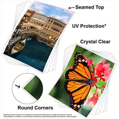 Apache Laminating Pouches 3 mil, for 8.5 x 11 inch Letter Size Paper, 9 x 11.5 inch Sheets, 300 Pack, Office and School Supplies, Thermal Laminator, Super Clear Sheets, 300-Pack, 3mil, Letter Sized