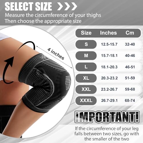 Compression Knee Pads for Women Men Sports 2 Pack Knee Sleeves with Patella Gel Pad & Side Stabilizers, Knee Braces for Knee Support Workout Sports ACL & Arthritis Pain Relief Black (XXL)