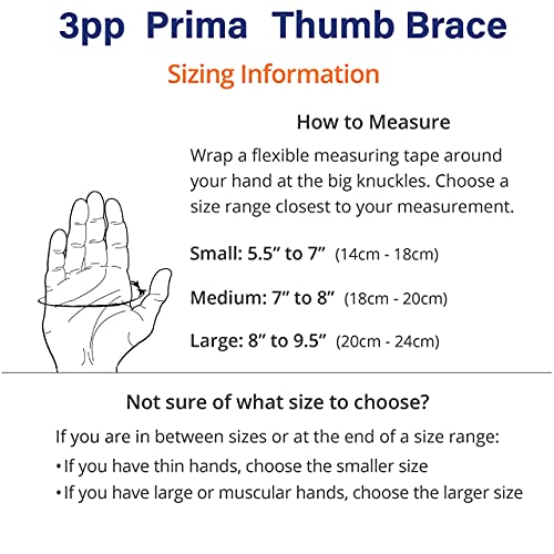 3pp Prima Thumb Brace, Adjustable Brace for CMC Thumb Arthritis and Other Injuries, Left Hand, Size Medium