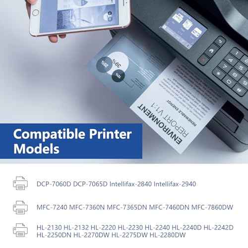 TN420 TN-420 Black Toner Cartridge Replacement for Brother TN420 TN450 HL-2130 HL-2230 HL-2250DN MFC-7240 MFC-7360N MFC-7460DN MFC-7860DW DCP-7060D DCP-7065D Intellifax-2840 2940 Printer 1 Pack