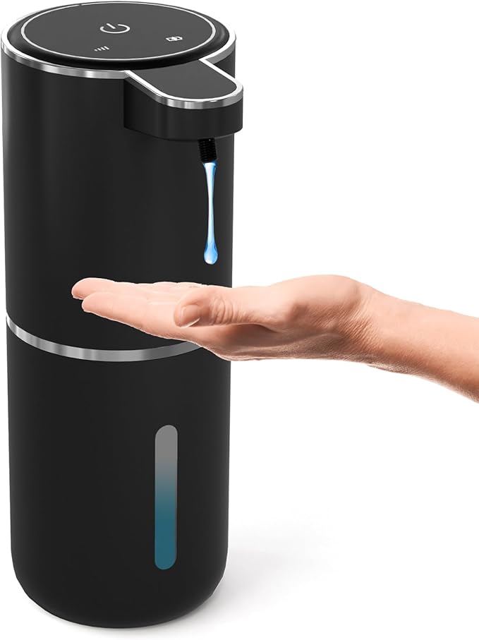 Automatic Soap Dispenser Touchless,Liquid Hand Soap Dispenser 12.8oz USB 4levels Adjustable Dispenser Electric Wall Mounted Smart for Bathroom and Kitchen Dish Soapï¼Easy for Toddlers(Black)