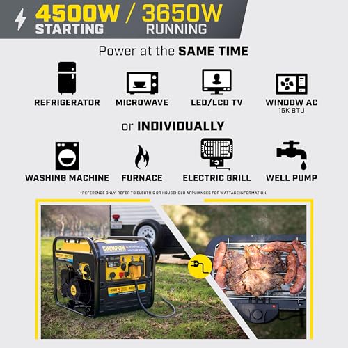 Champion Power Equipment 4,500-Watt Electric Start Dual Fuel RV Ready Portable Open Frame Inverter Generator with Quiet Technology and CO Shield®