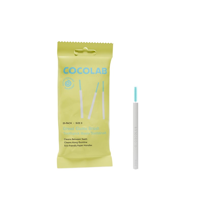 Great Gums Brush by Cocolab, Soft Interdental Brushes for Tight Spaces Between Teeth, Dental Floss Picks for Effective Teeth Cleaning and Oral Care, Suitable for Braces, Size 0, 25 Count
